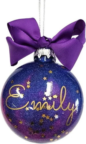 Vista 12 de Adorno de Navidad personalizado relleno de purpurina hecho a medida, regalo ideal para fiesta de intercambio de regalos de oficina (Aqua)