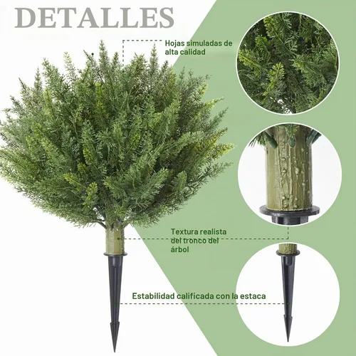 Vista 5 de Juego de 2 arbustos topiarios de Navidad de ciprés artificiales, plantas artificiales de exterior resistentes a los rayos UV de 20 pulgadas