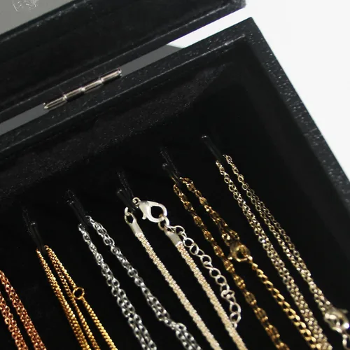 Vista 3 de Coward Joyero organizador de collar de 20 ganchos, a prueba de polvo, estuche de terciopelo negro con tapa de vidrio transparente para uso doméstico