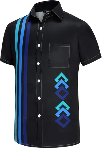 Vista 46 de KYKU - Camisa hawaiana funky para hombre, ropa tropical para vacaciones en Palm Beach