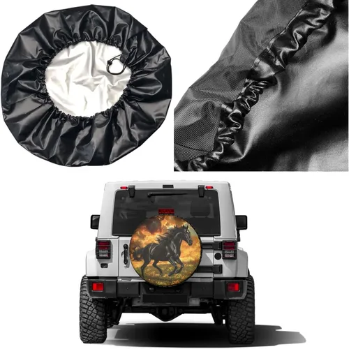 Vista 5 de Cubierta de neumático de repuesto con estampado de caballo 3D, impermeable y a prueba de polvo, para remolque, RV, SUV y muchos vehículos de 14