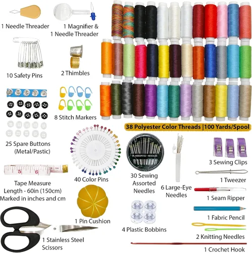 Vista 2 de VelloStar Paquete de kits de costura portátiles pequeños y grandes: todos los suministros de costura esenciales y accesorios para reparaciones