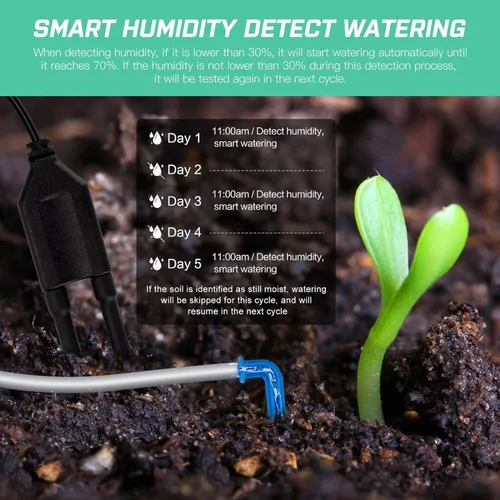 Vista 7 de Sistema Automático de Riego de Plantas para Interior con Autoriego para 15 Plantas en Maceta, Kit de Riego por Goteo Programable con Temporizador