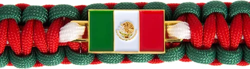 Vista 3 de Desert Cactus Pulsera de paracaídas con bandera de país rectangular de México, tamaño ajustable, para hombres y mujeres (paracord)