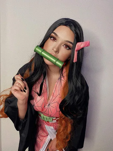Vista 5 de Rickem Nezuko - Disfraz de cosplay japonés de anime kimono, disfraz de Halloween