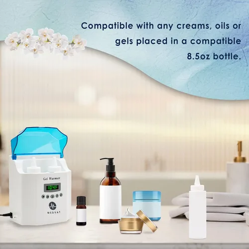 Vista 3 de Calentador de gel doble con pantalla digital, temporizador integrado, calentador para crema de masaje, loción y aceites para bebés, montaje en pared