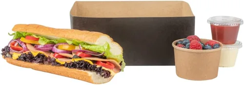 Vista 14 de Restaurantware Bio Tek - Bandejas de hamburguesas de 8.4 x 6 x 3.5 pulgadas, 100 bandejas de papel desechables para alimentos, bandejas de papel