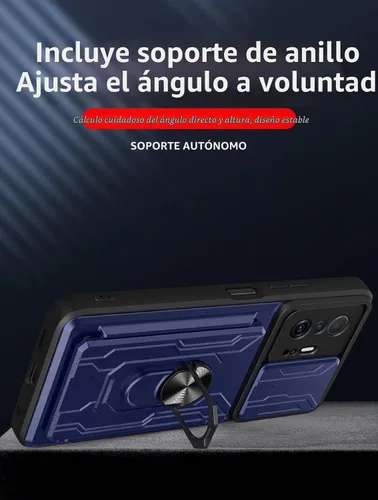 Vista 4 de CCSmall Funda para Xiaomi 11T Pro con tarjetero y cubierta de cámara negra