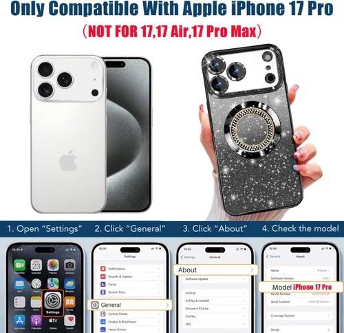 Vista 305 de Misscase Funda magnética con purpurina para iPhone 11 compatible con MagSafe, protección completa, delgada, a prueba de golpes, antiarañazos