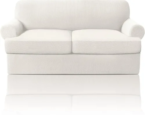 Vista 44 de PrinceDeco Fundas elásticas para sillón de 2 piezas, fundas de sofá para sillas con cojines en forma de T, fundas suaves para muebles con 1 funda