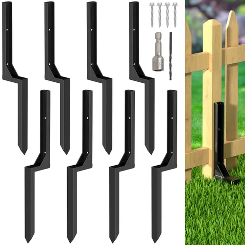 Vista 10 de Kit de reparación de postes de cerca, poste de acero resistente, para anclaje de poste de tierra para reparación, poste de valla de madera rota
