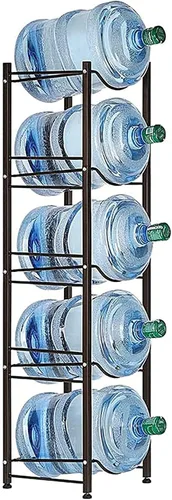 Vista 6 de SEHERTIWY Soporte para jarra de agua de 3 niveles, soporte para botella de agua de 5 galones, color marrón oscuro