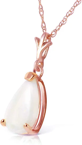 Vista 2 de Galaxy Gold GG 14K Yellow Gold 0.77 Carat Natural Opal Pendant Necklace - October Birthstone - Hope & Creativity - 16" to 24" - Fine Jewelry for