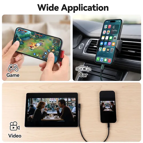 Vista 6 de aceyoon Paquete de 3 cables USB C a C en ángulo recto, cable de carga
