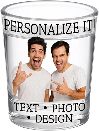Vista 11 de Vaso de chupito personalizado para cumpleaños número 21 de 2.5oz, detalle divertido con foto personalizada, regalo de bebida personalizado