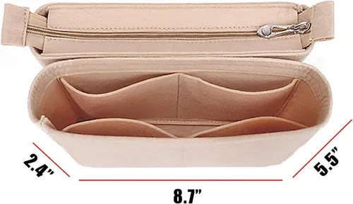 Vista 5 de Organizador de bolso, inserto de bolsa de fieltro con cremallera, 2 paquetes en un juego para mochila, inserto de bolsa para mujer, serie LV NeoNoe