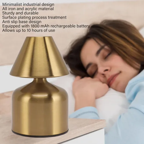 Vista 3 de Focket Lámpara de mesa inalámbrica, 3 colores de atenuación continua USB recargable, lámpara de escritorio LED de 1800 mAh, funciona