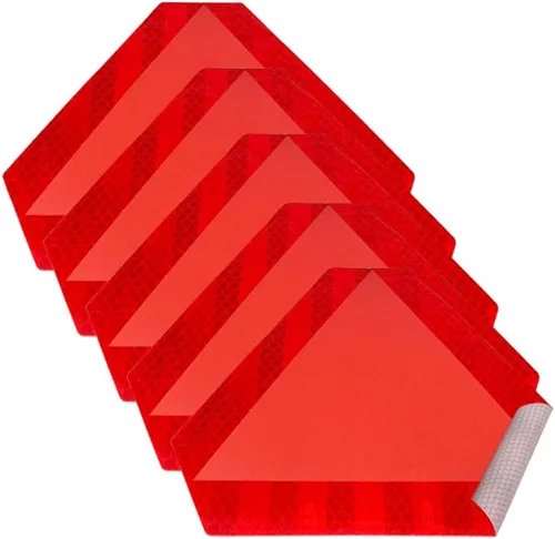 Vista 7 de 5 calcomanías de señal de vehículo de movimiento lento, 5 x 6 pulgadas, reflectantes, triangulares de seguridad, calcomanías reflectantes