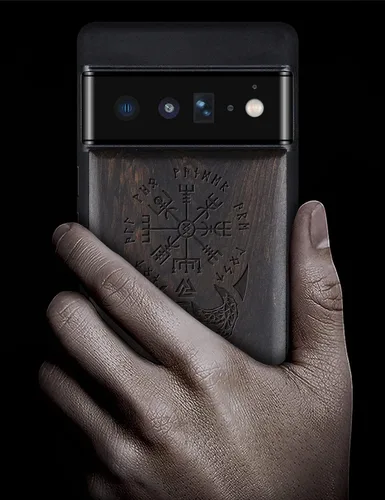 Vista 2 de Carveit Funda de madera para Pixel 6 Pro [madera real y TPU suave] a prueba de golpes, híbrida, cubierta de madera única y elegante compatible