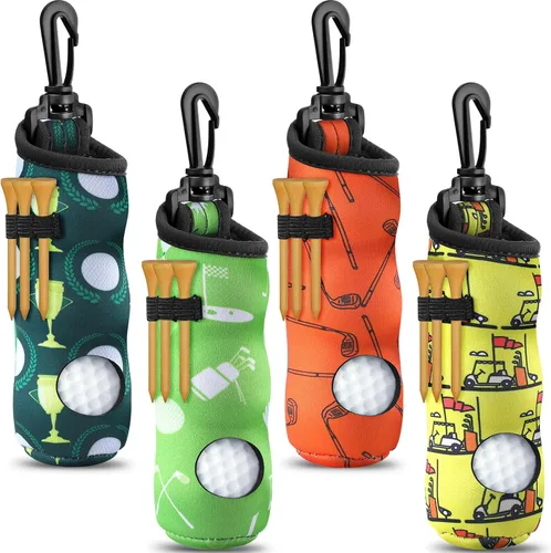 Vista 9 de Chivao 4 Pcs Golf Ball Holder, Golf Tee Pouch for 3 Balls Negro