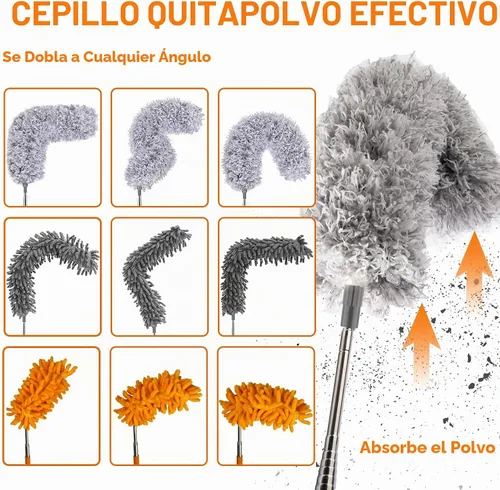 Vista 4 de Plumeros para limpieza, mango largo de 30 a 100 pulgadas con 4 tipos de Naranja