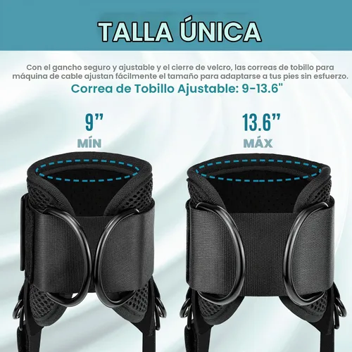 Vista 3 de Correas de tobillo para máquina de cable para mujer, correa de tobillo