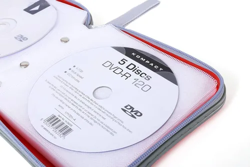 Vista 6 de Estuche para CD de 32 capacidades, carpeta portátil de plástico duro para DVD, color rojo