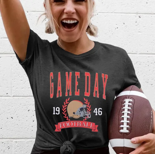 Vista 2 de Camiseta de fútbol para mujer, camiseta de manga corta para fanáticos del fútbol americano
