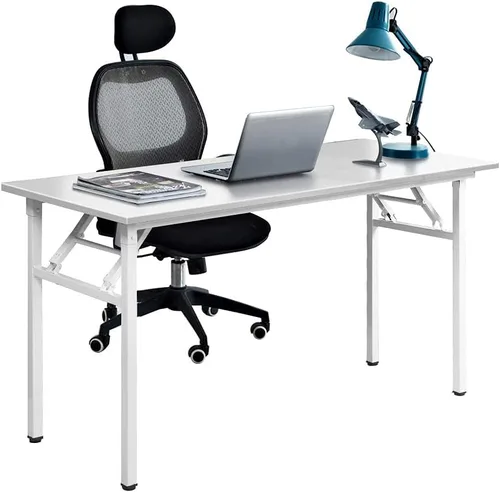 Vista 4 de Escritorio de computadora de estudio de 39.4 pulgadas, escritorio pequeño de escritura para oficina en casa, mesa de PC plegable de estilo moderno