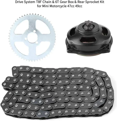 Vista 6 de Sistema de transmisión T8F Kette cadena con piñón trasero 6T para mini motocicleta de 47cc 49cc