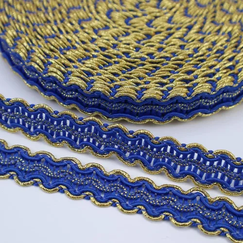 Vista 7 de Cinta de encaje dorada de 13 yardas, borde metálico para costura, manualidades, accesorios de ropa (borgoña)