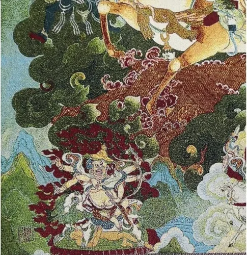 Vista 3 de Bordado de seda tibetano Thangka budismo Shri Devi Budista Protector Tangka Yoga Budista Tapiz Colgante de pared Arte de pared Decoración del hogar