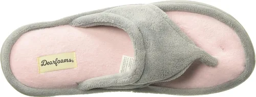 Vista 5 de Pantuflas Dearfoams Melanie de microfibra, con color combinado, con tira, para mujer