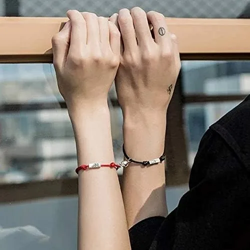 Vista 2 de Long tiantian 24 pulseras magnéticas para parejas, atracción mutua, amistad, cuerda a juego, regalos para él y sus mejores amigos, Cuerda trenzada
