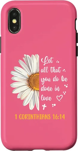 Vista 5 de Linda Daisy 1 Corinthians 16:14 Love Bible Verse for Women Case for iPhone 17