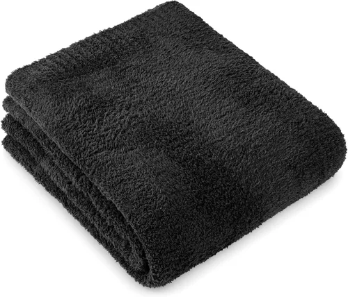 Vista 11 de PAVILIA Manta supersuave para sofá, manta mullida y acogedora de peso ligero en negro; manta de punto cálida y esponjosa para cama o sofá, 50x60