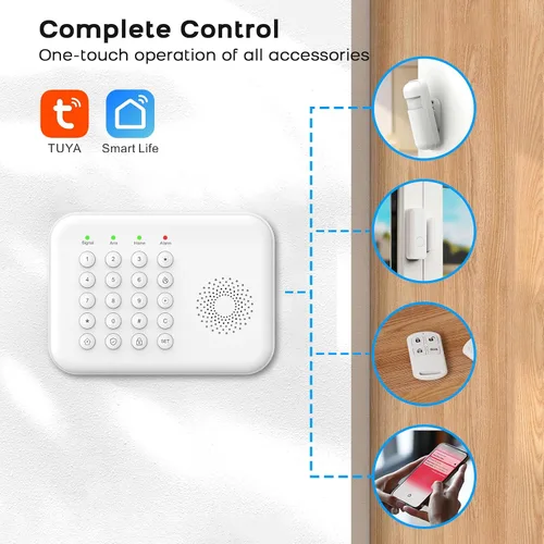 Vista 2 de PGST Sistema de alarma para el hogar, sistema de alarma para seguridad en el hogar, control remoto inalámbrico WiFi, aplicación de alerta, sensor