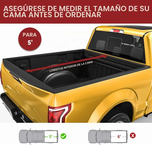 Vista 2 de YITAMOTOR - Cubierta suave enrollable para plataforma de camioneta, Tonneau, compatible con Toyota Tacoma 2016-2023 (Excl. Edición Trail)
