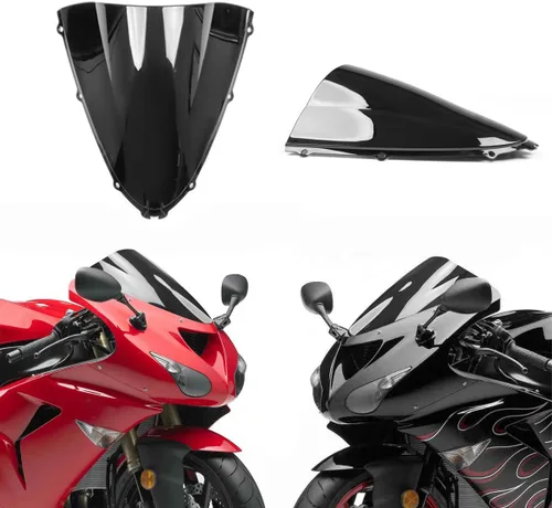 Vista 10 de FLPRO - Parabrisas de plástico ABS de doble burbuja compatible con deflectores de viento Kawasaki ZX-10R 2005-2008, ZX-6R 2005-2006, ZX-6RR/ZX600