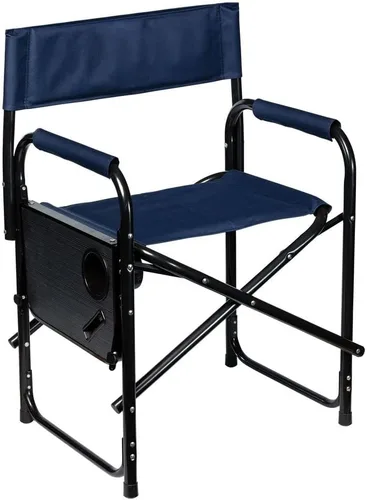 Vista 6 de Dura-Tech Silla plegable de directores con mesa, color azul marino, cómoda y duradera, capacidad de peso de 250 libras, mesa auxiliar plegable