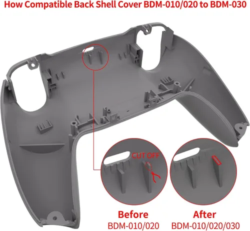 Vista 5 de eXtremeRate Black Performance Rubberized Grip Custom Back Plate Bottom Shell Compatible with ps5 Controller, Replacement Back Shell Cover Compatible