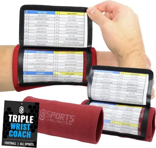 Vista 40 de Sports Unlimited Banda Instructora Triple para Adultos, Muñequeras de Fútbol para Jugadas, Muñequeras de Béisbol, Bandas de Brazo QB