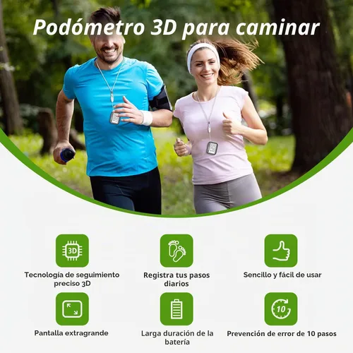 Vista 2 de 3D Pedometer for Walking, Simple Step Counter for Walking Accurate Pedometers for Steps with Removable Clip and Lanyard, Step Tracker with Large
