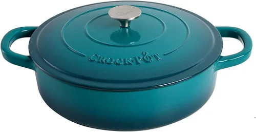 Vista 12 de Crock Pot Artisan - Cacerola de hierro fundido esmaltado con tapa, 5 cuartos de galón, azul aguamarina
