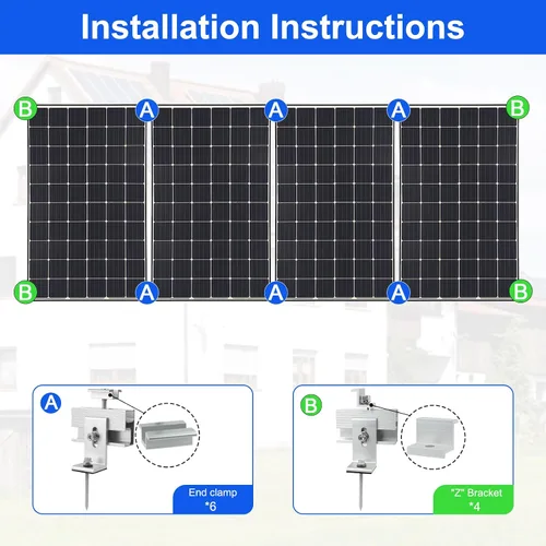 Vista 9 de 10 soportes de montaje para paneles solares, montaje en panel solar para 1-4 paneles solares de 1.4 pulgadas de grosor, soportes de panel solar