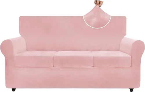 Vista 12 de ZNSAYOTX Fundas elásticas para silla de terciopelo de lujo con brazo, 2 piezas, para sala de estar, funda gruesa y suave, antideslizante, protector