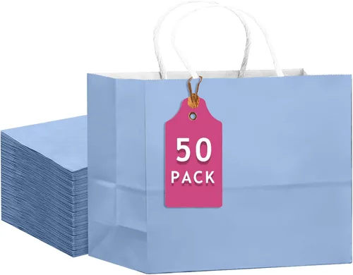 Vista 14 de qiqee Paquete de 50 bolsas de regalo de papel negro con asas a granel 13"x10.3"x4.6" bolsas de favor para fiestas de tamaño grande múltiples usos