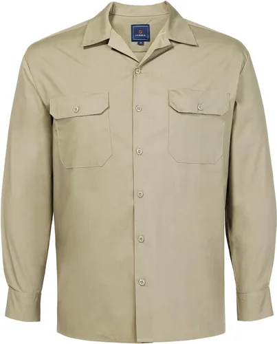 Vista 3 de HISEA Camisa de trabajo de manga larga para hombre, ajuste regular, camisas de mezclilla con acabado lavado
