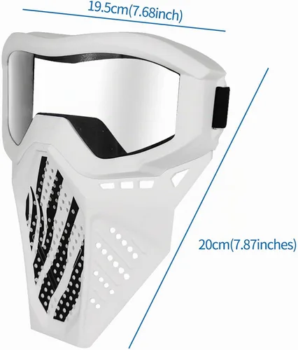 Vista 3 de Paquete de 4 máscaras tácticas compatibles con Nerf Rival, Apollo, Zeus, Khaos, Atlas, Artemis Blasters Rival Máscara (amarillo, azul, negro, blanco)