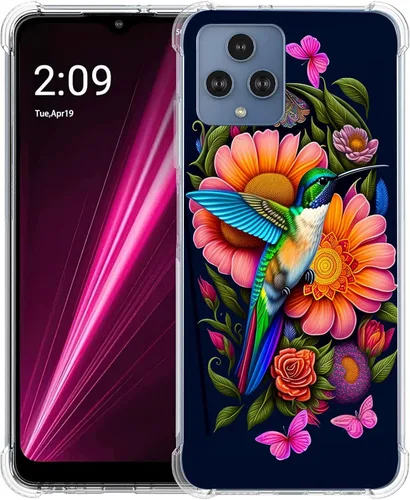Vista 32 de Revvl 6 5G - Funda protectora de poliuretano termoplástico resistente a los arañazos y a prueba de golpes con diseño de mandala de pavo real